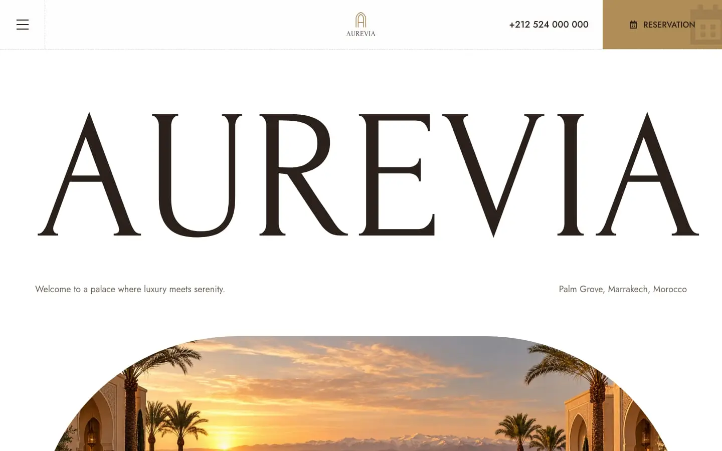 Aurevia Palace homepage